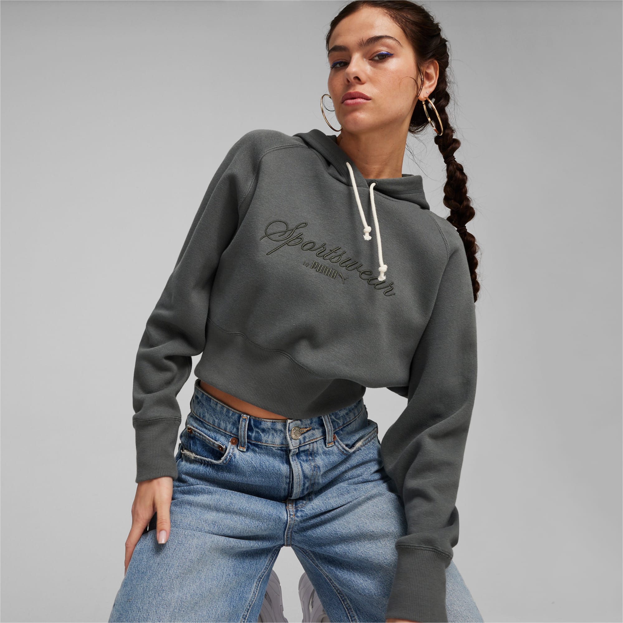 Polera oversize con capucha CLASSICS para mujer